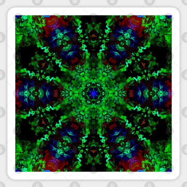 Psychedelic Hippie Green Red and Blue Sticker by WormholeOrbital